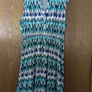 Robert Louis Blue and White Zigzag Midi Dress